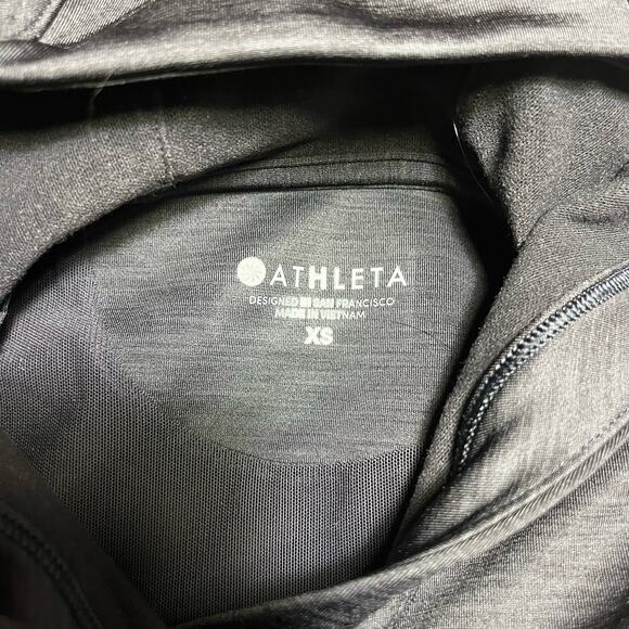 Athleta Black Tech Bootcamp Hoodie XS Pullover Sweatshirt Jacket Thumbholes EUC - Picture 10 of 12